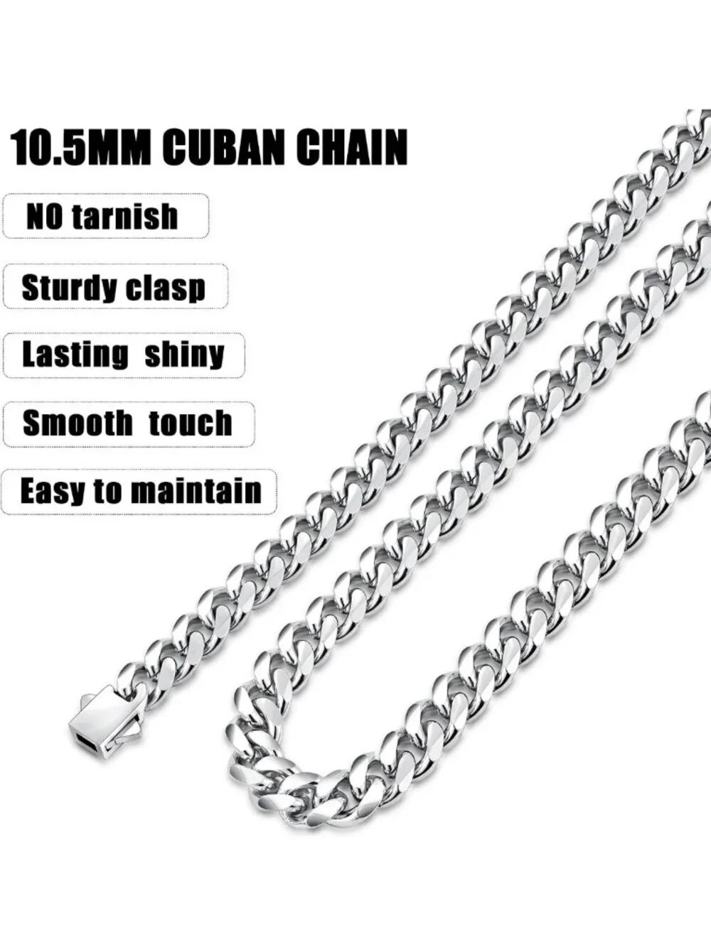 Stylish 3.5mm Cuban Link Chain Necklace for Men & Women, Durable Stainless Steel